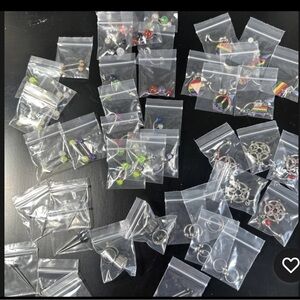 Body Piercing Jewelry Variety Lot 70+ Bars Hoops Belly Rainbow Gauge Pentagram